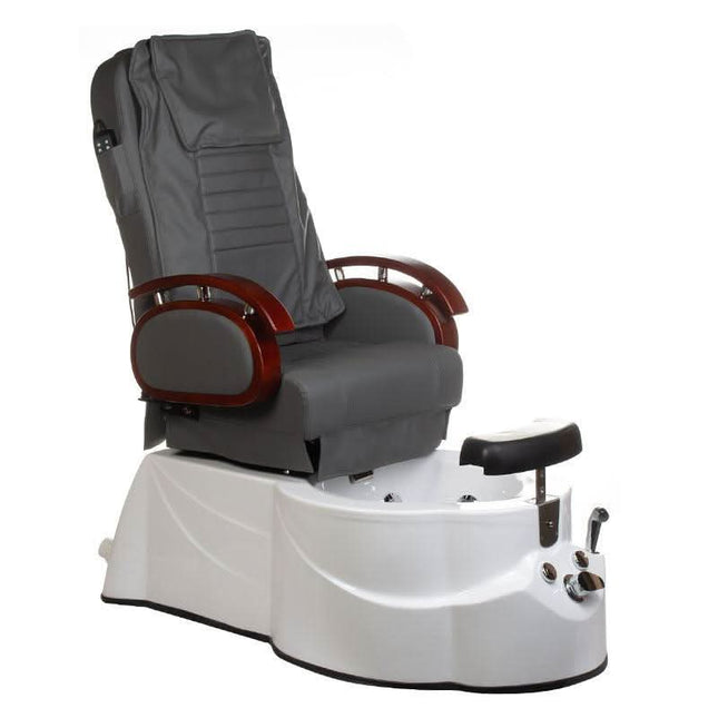BS BR-3820D pilka pedikiūro kėdė su masažo funkcija ir pėdų vonele profesionaliam grožio salonui