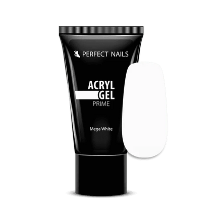 Perfect Nails akrigelis Mega White 30g – profesionalus baltas akrigelis nagų modeliavimui ir stiprinimui