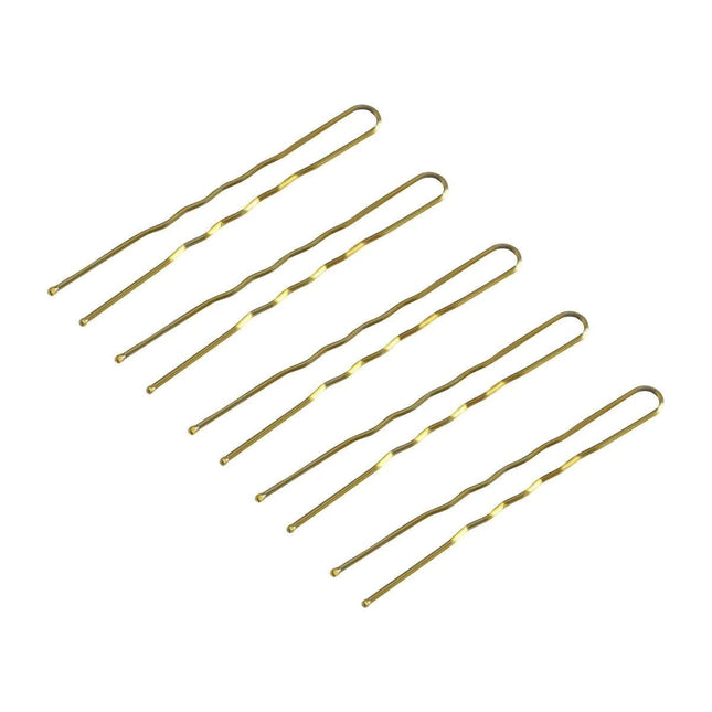 Beauty Kit plaukų segtukai E-57 5,6 cm aukso spalvos 120 vnt – profesionalūs metaliniai segtukai kirpyklai