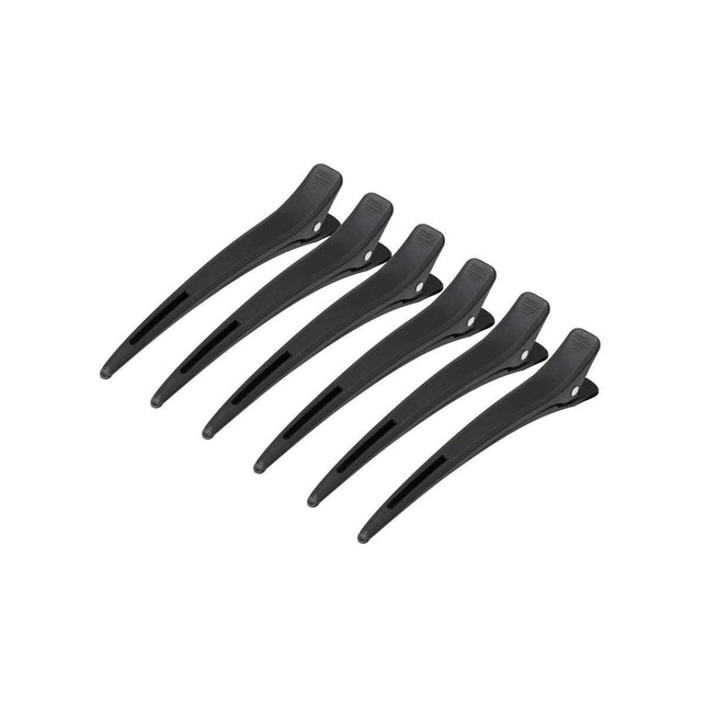 BeautyKit CARBON E-15 plaukų segtukai klipsai 6 vnt. 11,5 cm juodi aliuminio anglies pluošto kirpyklai