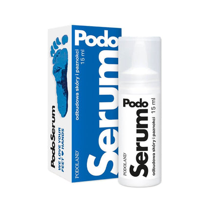PODOLAND PodoSerum pėdų ir nagų regeneracijos serumas su kolagenu ir arbatmedžiu, 15 ml – profesionalus pedikiūro produktas