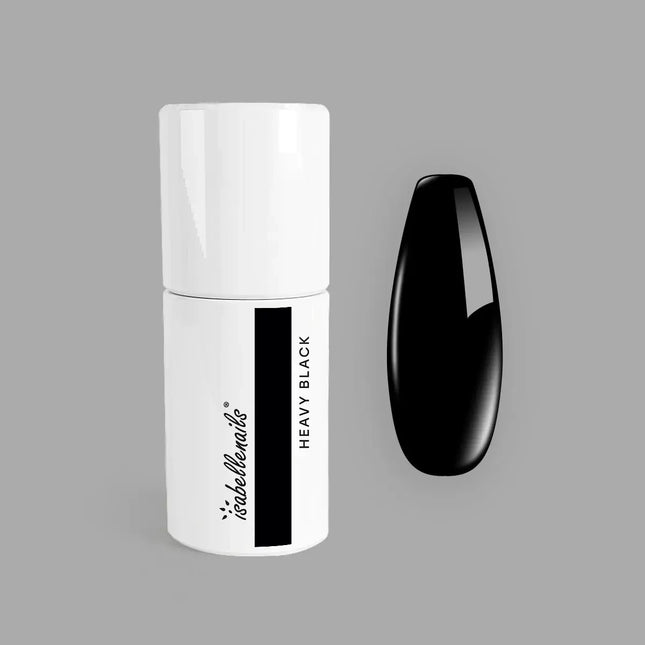 Isabellenails hibridinis nagų lakas Heavy Black 7ml – intensyviai juodas gelinis lakas profesionaliam manikiūrui salone