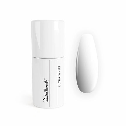Isabellenails hibridinis nagų lakas Ultra White 7ml – profesionalus baltas gel lako atspalvis manikiūro salonams