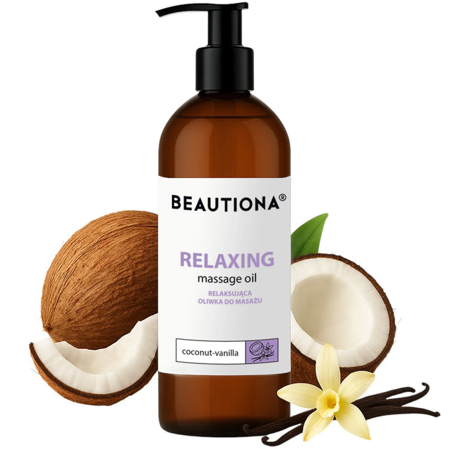 Beautiona Kokosas & Vanilė 500ml masažo atpalaiduojantis aliejus profesionaliam kūno masažui salone