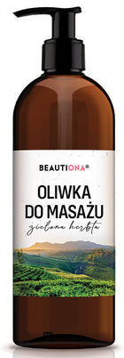 BeautyKit BEAUTIONA žalios arbatos masažo aliejus 500ml – profesionaliam kūno masažui salonuose