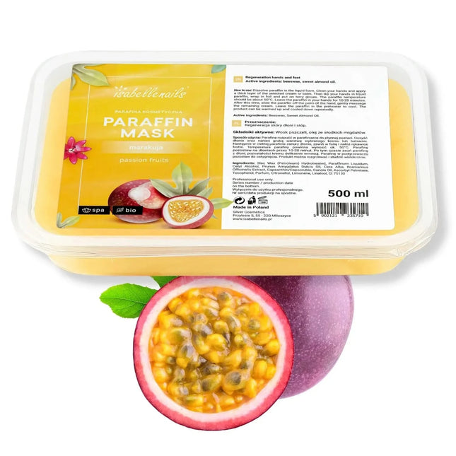 Isabelle parafinas passion fruit 500ml – drėkinantis pasiflorų kvapo parafinas manikiūrui ir pedikiūrui salonams