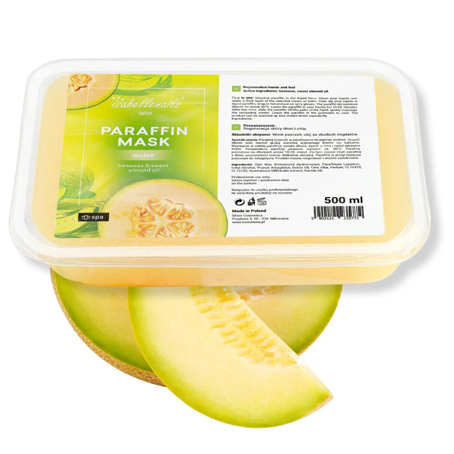 Isabelle parafinas melon 500ml – melionų kvapo profesionalus parafinas pedikiūro ir manikiūro procedūroms salone