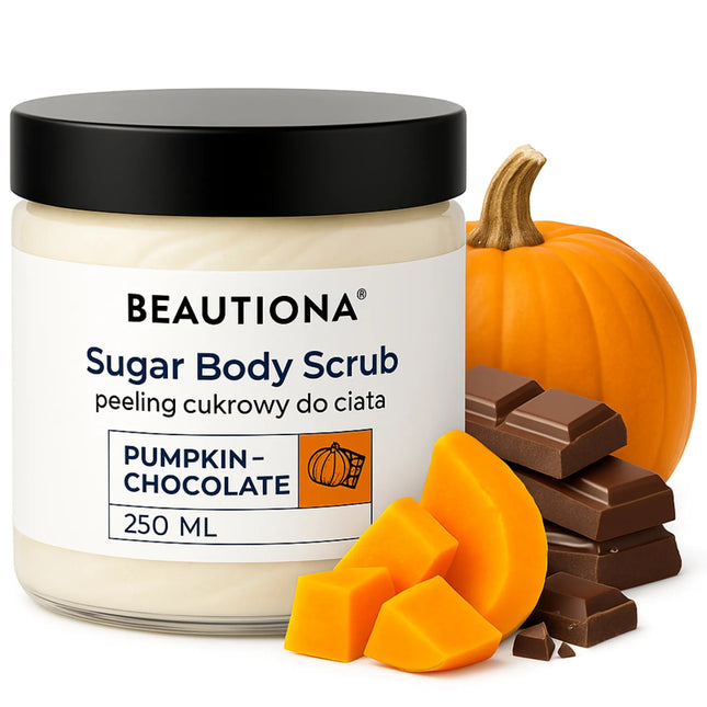 Beautiona cukraus kūno šveitiklis Pumpkin & Chocolate 250 ml – profesionalus egzfoliantas salonams