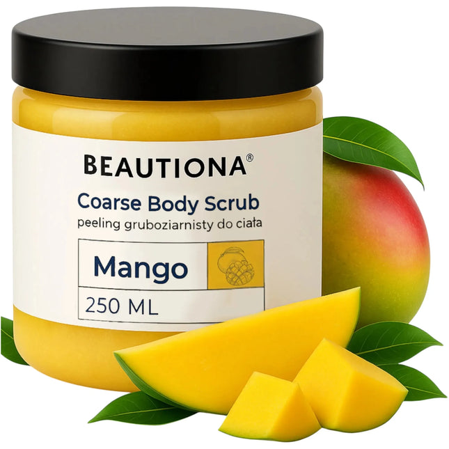 Beautiona cukraus kūno šveitiklis Mango 250ml – profesionalus drėkinamasis eksfoliantas salonams