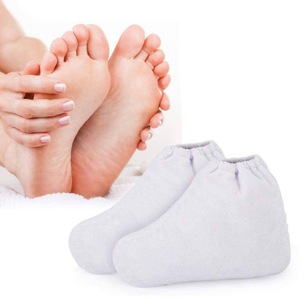 BeautyKit baltos frotinės kojinės parafino procedūroms pedikiūro salonui, 1 pora