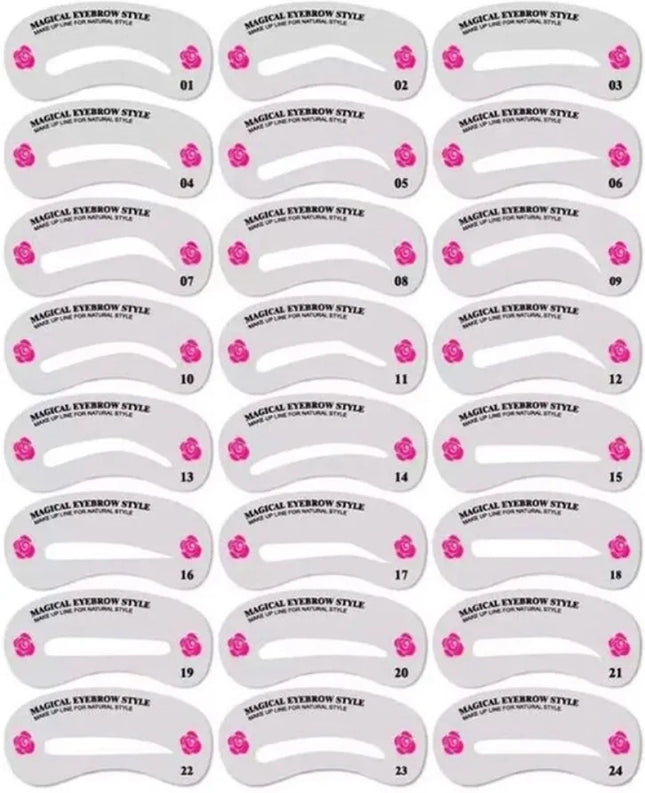 BeautyKit antakių formavimo šablonai 24 vnt. – profesionali priemonė tiksliems antakių lankams salonuose