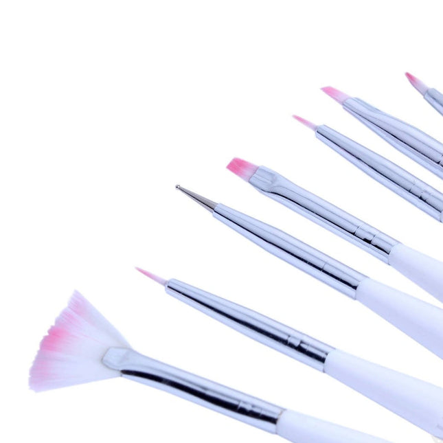 BeautyKit nagų dailės teptukai 7 vnt. – profesionalus rinkinys manikiūro salonams tiksliam nagų dizainui