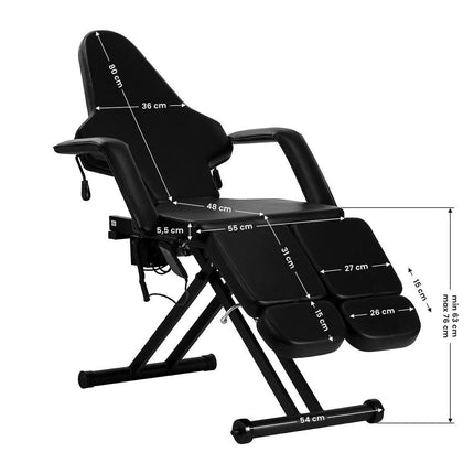 PRO INK 610 profesionali gulėjimo kėdė tatuiruočių masteriui, ergonomiškas dizainas ilgoms sesijoms
