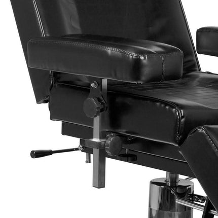 PRO INK 210H baldai tatuiruočių studijai – juoda kėdė tiksliam kliento pozicionavimui