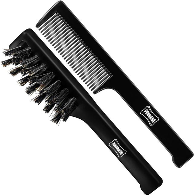 Proraso Mustache Comb & Beard Brush Set – profesionalus ūsų šukutė ir barzdos šepetys kirpykloms