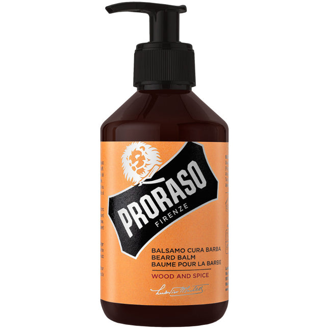 Proraso Wood & Spice barzdos balzamas 300ml – profesionali barzdos priežiūra kirpykloms