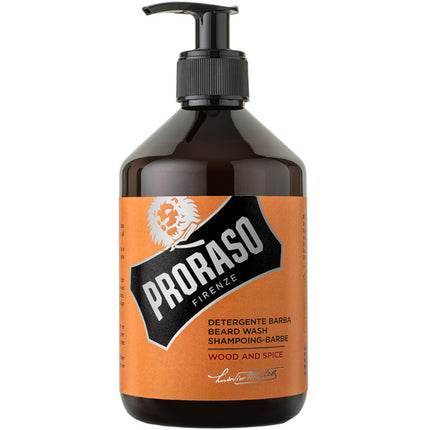 PRORASO Wood & Spice barzdos šampūnas 500ml – profesionalus valiklis barzdos priežiūrai salonuose