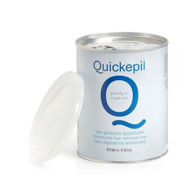 QUICKEPIL azuleninis depiliacinis vaškas skardinėje 800ml – profesionalus juostelinis vaškas bičių vaško pagrindu