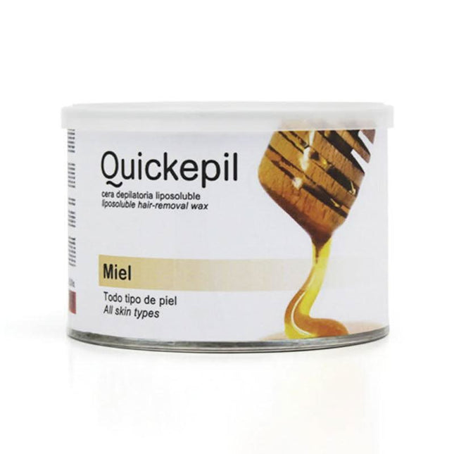 QUICKEPIL depiliacinis vaškas skardinėje MIEL 400ml – profesionalus bičių vaško depiliavimo produktas jautriai odai