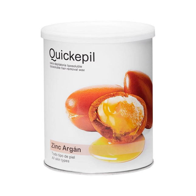 QUICKEPIL depiliacinis vaškas skardinėje Zinc-Argan 800 ml – profesionalus juostelių vaškas salonams