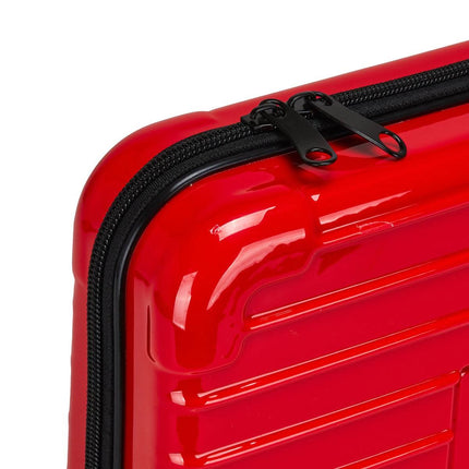 Raudonas BeautyKit profesionalus kirpėjo lagaminas su skyriais kirpimo reikmenų tvarkymui