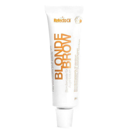 Eyebrow bleaching paste tube for blonde brows, beauty product on white background