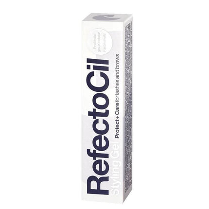 Styling gel conditioner box for lashes and brows, white packaging, upright view