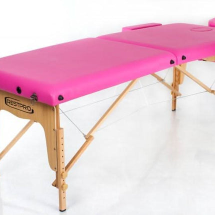 RESTPRO Classic-2 rožinė kosmetologinė kušetė su reguliuojamu atlošu spa ir grožio salonams