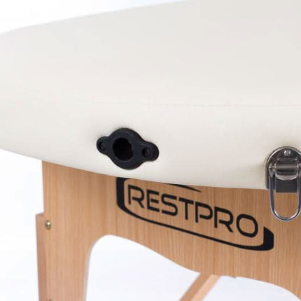RESTPRO VIP OVAL 2 masažo stalas reguliuojamo aukščio funkcija kūno priežiūros specialistams