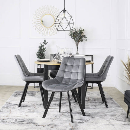 RICK aksaminė pilka kėdė grožio kabinetui – elegantiškas ir ergonomiškas baldas klientams