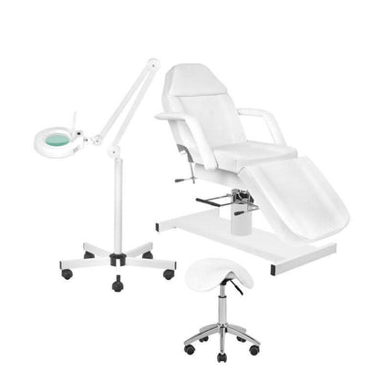 BeautyKit rinkinys: kosmetologinis hidraulinis gultas A210 + LED lempa-lupa S5 + meistro kėdutė AM302 profesionaliam kabinetu