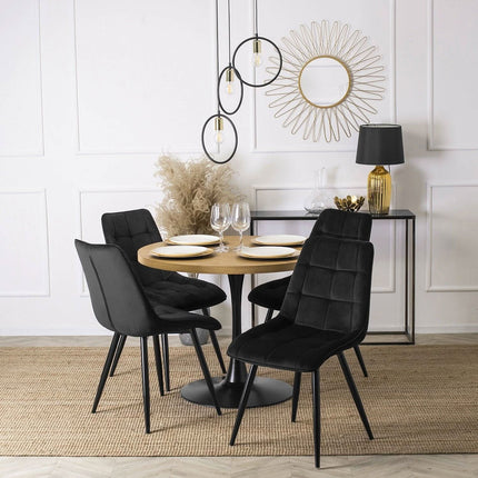 RIO aksominė kėdė grožio salonui – elegantiškas juodas dizainas ir ergonomiška sėdėsena