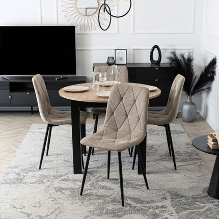 ROBIN 2 smėlinė audinio kėdė – elegantiškas sprendimas kirpyklos laukiamajam