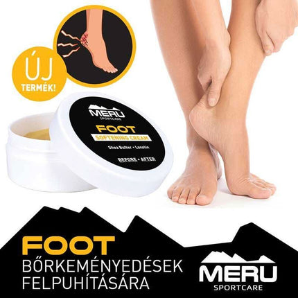 MERU 30 ml kulnų minkštiklis – kompaktiškas profesionalus kremas sausai pėdų odai