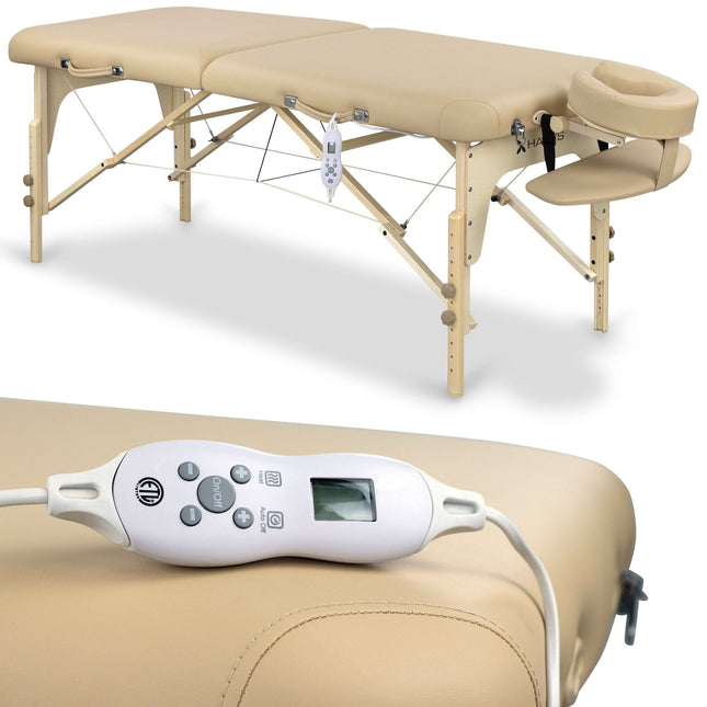 Habys THERMA TOP K607 šildomas masažo stalas 70cm smėlio spalvos su Soft Touch apmušalu salonams