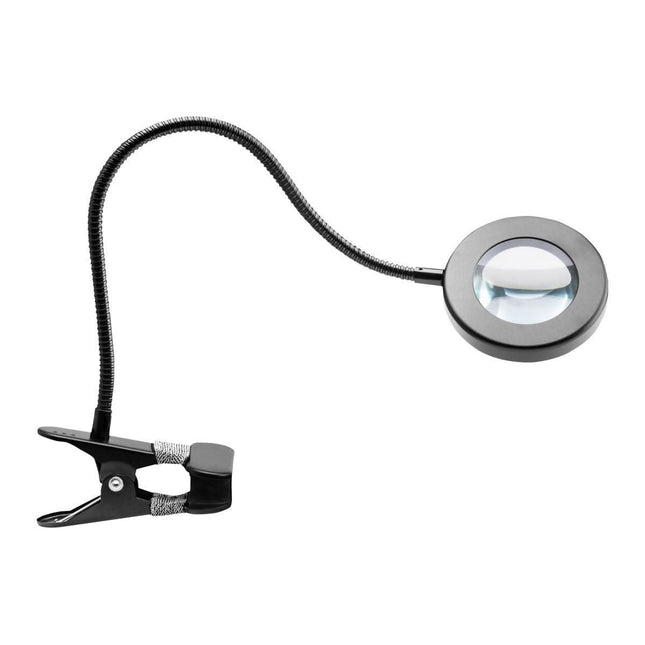 BeautyKit SNAKE RING LED lempa-lupa tvirtinama ant stalo juoda manikiūro kosmetologijos apšvietimas be šešėlių