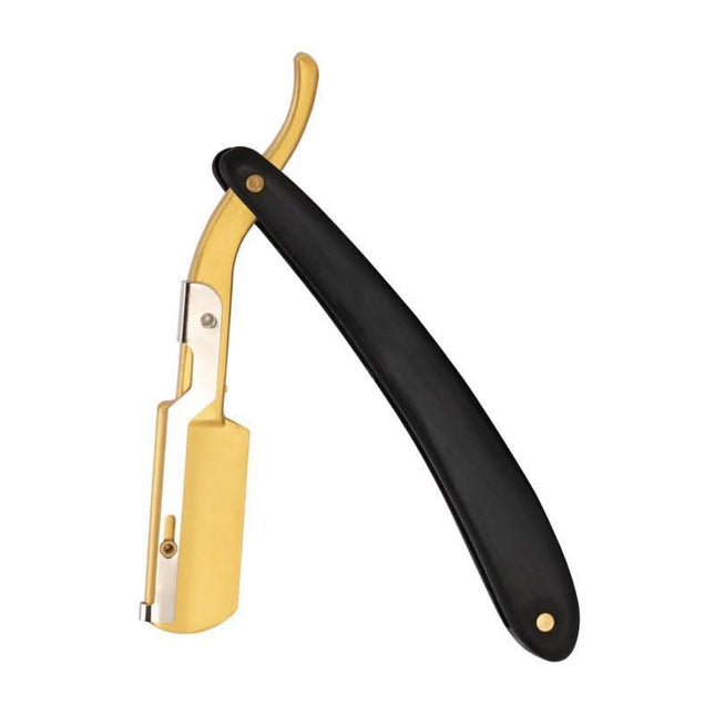 BeautyKit Snippex 143 BLACK GOLD skustuvas barberių salonui – nerūdijančio plieno ašmenys, keičiamų peiliukų sistema