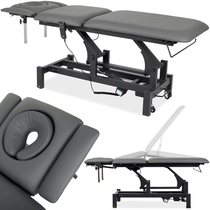 Fortis 5 ERGO Gray masažo stalas su plačiu gulimojo paviršiumi ir ergonomišku dizainu
