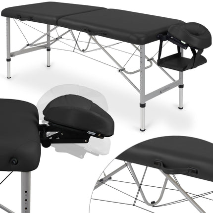 Habys sulankstomas masažo stalas AERO STABILA 60 cm Vinyl Flex K015 juodas – profesionalus masažo baldas salonui