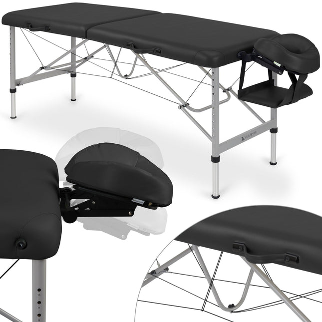 Habys sulankstomas masažo stalas AERO STABILA 60 cm Vinyl Flex K015 juodas – profesionalus masažo baldas salonui