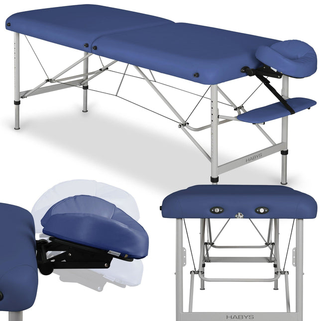 Habys PANDA ALUMINUM sulankstomas masažo stalas 60 cm Vinyl Flex K012 tamsiai mėlynas profesionaliam salonui