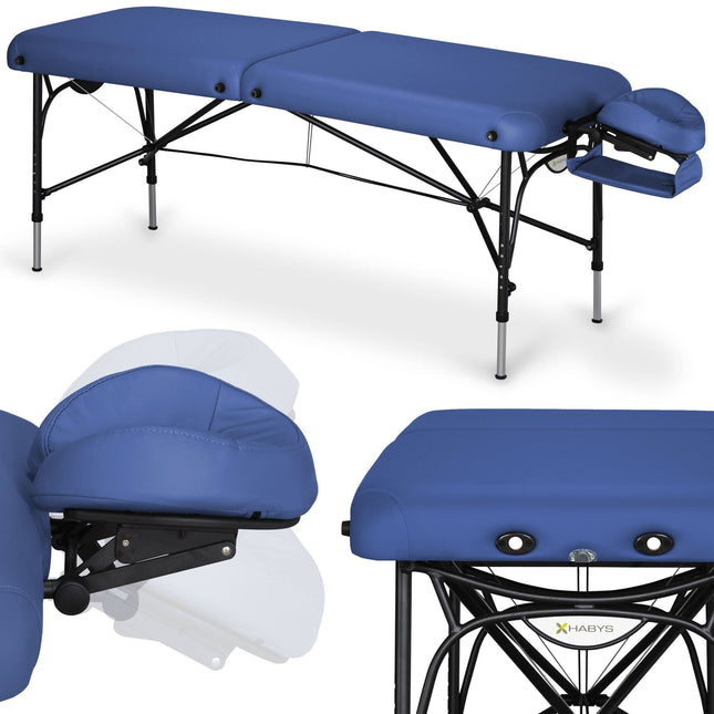 Habys SMART Vinyl Flex sulankstomas masažo stalas 70 cm tamsiai mėlynas profesionaliam salonui K012
