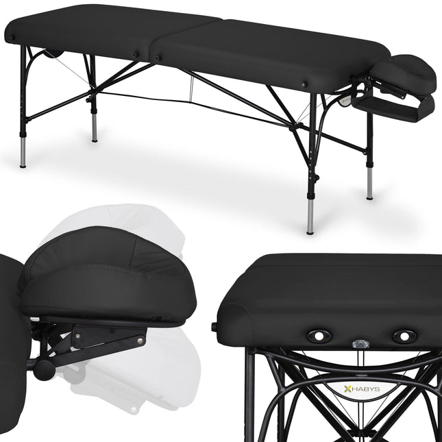 Habys SMART Vinyl Flex sulankstomas masažo stalas 70 cm K015 juodas – profesionalus kosmetologinis baldas salonui