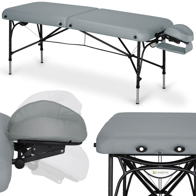 Habys SMART Vinyl Flex sulankstomas masažo stalas 70 cm, pilkas – profesionaliam kosmetologijos salonui