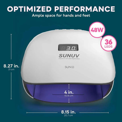 48W UV/LED lempa nagų studijoms – SUNUV SUN4 su reguliuojamu laikmačiu