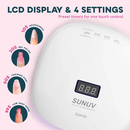 SUNUV SUN4S PRO UV/LED lempa pedikiūrui – erdvus vidinis skyrius kojų nagams džiovinti
