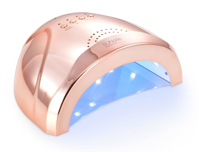 SUNONE SUN1 nagų lempa LED/UV 24W/48W auksinė – profesionali hibridinė UV/LED lempa geliniams nagams kietinti
