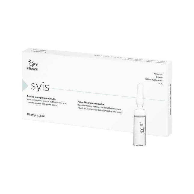SYIS Amino-Complex drėkinančios ampulės su amino rūgštimis 10x3 ml – profesionalios kosmetikos priemonė odos drėkinimui