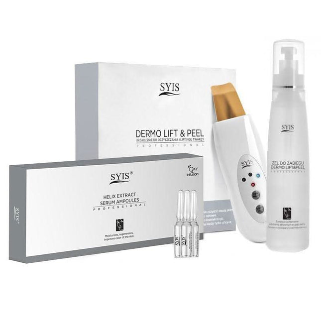 SYIS DERMO LIFT&PEEL ultragarsinė mentelė odos šveitimui ir stangrinimui + SYIS kosmetikos rinkinys