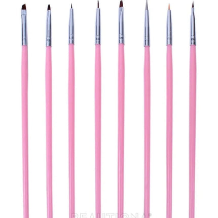BeautyKit 8 skirtingų formų manikiūro teptukai Nr. 09 geliniams ir akriliniams nagų dizainams